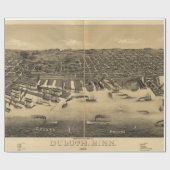 ダルースミネソタ(1887年)のヴィンテージの絵解き地図 ラッピングペーパー (フラット)