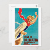 ダル最高のマティア,クロアチア,クルーザーのヨットに乗った少女 ポストカード (正面/裏面)