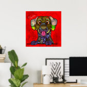ダル熱狂するマ犬の顔ハンドポス絵を描ター ポスター (ホームオフィス)
