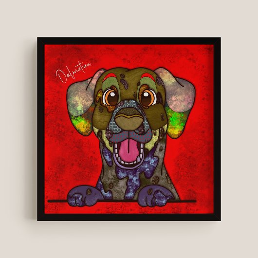ダル熱狂するマ犬の顔ハンドポス絵を描ター ポスター
