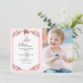 ダンエレガントサ |ピンクのフローラガールバースデーパーティー 招待状 (スタンド正面)