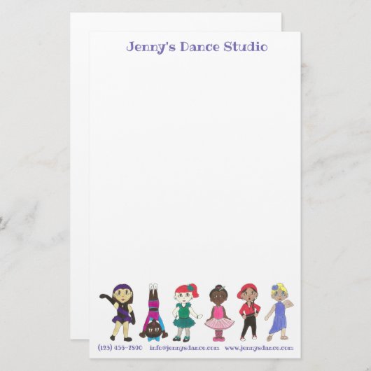 ダンカスタマイズススタジオ先生バレエタップ 便箋 (正面/裏面)