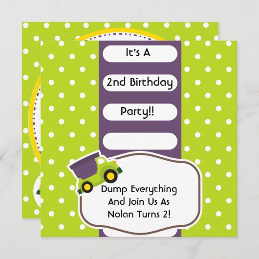 ダンカスタマイズプトラック建築誕生日 招待状 (正面/裏面)