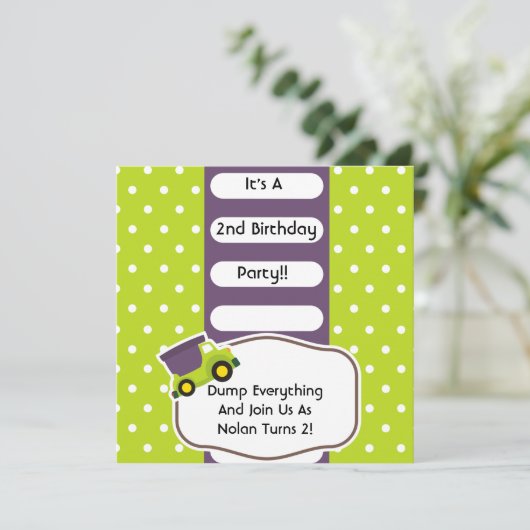 ダンカスタマイズプトラック建築誕生日 招待状 (スタンド正面)