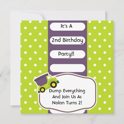 ダンカスタマイズプトラック建築誕生日 招待状 (正面)