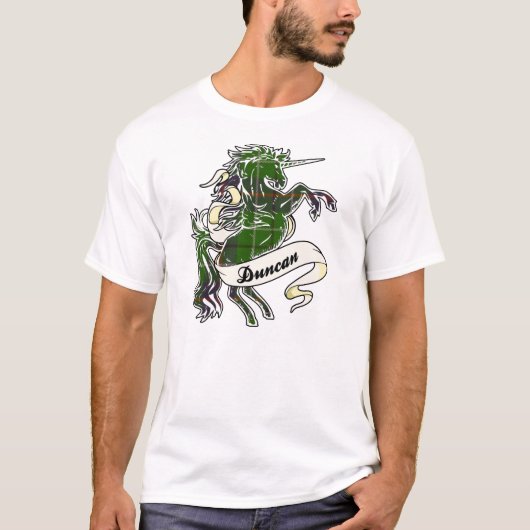 ダンカンのタータンチェックのユニコーン Tシャツ (正面)