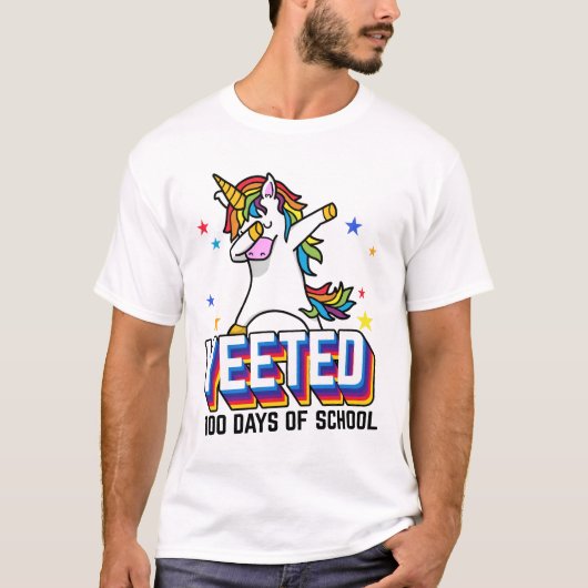 ダンクおもしろいミームイエットユニコーン100th Day Of School Tシャツ (正面)