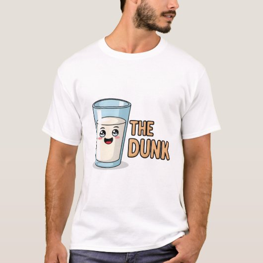 ダンクかわいい牛乳ガラスカップ ペア Tシャツ (正面)