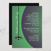 ダングリングハロウィーンスパイダー（緑） 招待状 (正面/裏面)