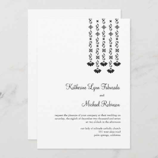 ダングリングフラワーズ&スパークルズ結婚式招待状 招待状 (正面/裏面)