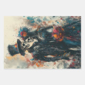 ダンサーお洒落、スケルトン・カップルお洒落女 ラッピングペーパーシート (正面3)