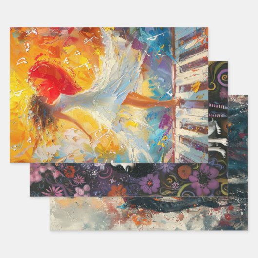 ダンサーお洒落、スケルトン・カップルお洒落女 ラッピングペーパーシート (セット)