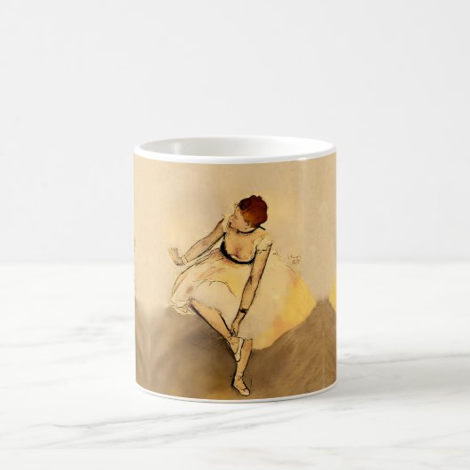 ダンサーがスリッパを調整, Degas Art コーヒーマグカップ (中央)