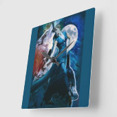 ダンサーとオオカミ スクエア壁時計 (傾斜)