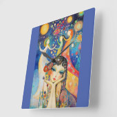 ダンサーとデイドリームス スクエア壁時計 (傾斜)