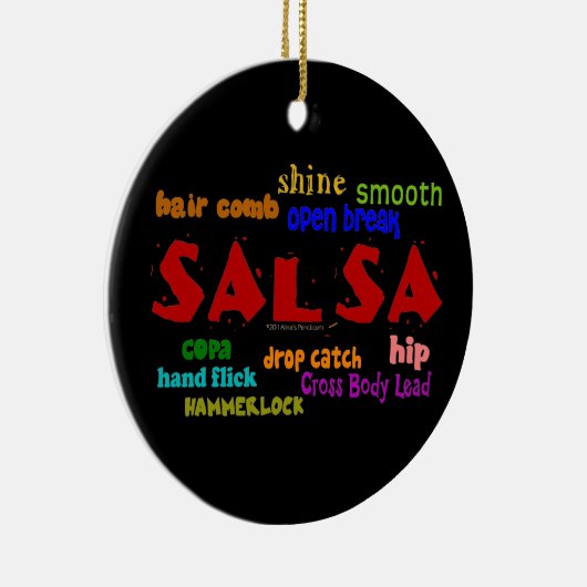ダンサーのためのサルサのダンスのオーナメントの単語の雲のギフト セラミックオーナメント (右)