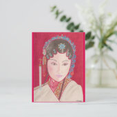 ダンサーのオリジナルアート付き中国のはがき ポストカード (スタンド正面)