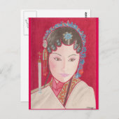 ダンサーのオリジナルアート付き中国のはがき ポストカード (正面/裏面)