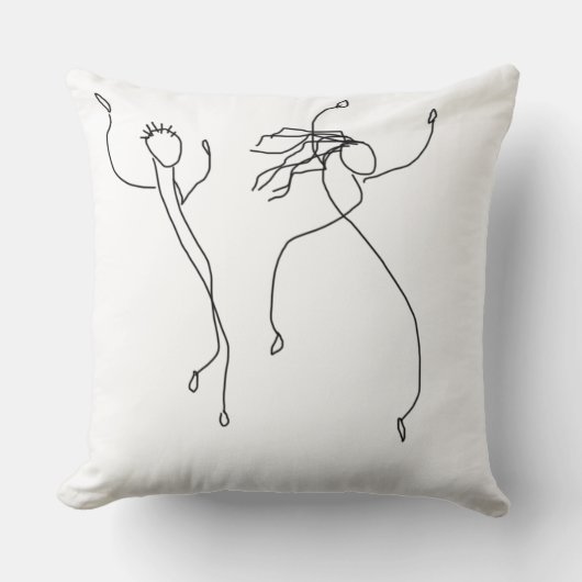 ダンサーのダンスのアートな最小主義の踊りの白黒 クッション (正面)