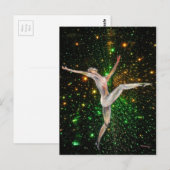 ダンサーの女性姿と星のアートと空素晴らし ポストカード (正面/裏面)