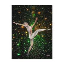 ダンサーの女性姿と星のアートと空素晴らし