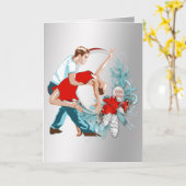 ダンサーの幸せな休日のクリスマス カード (黄色い花)