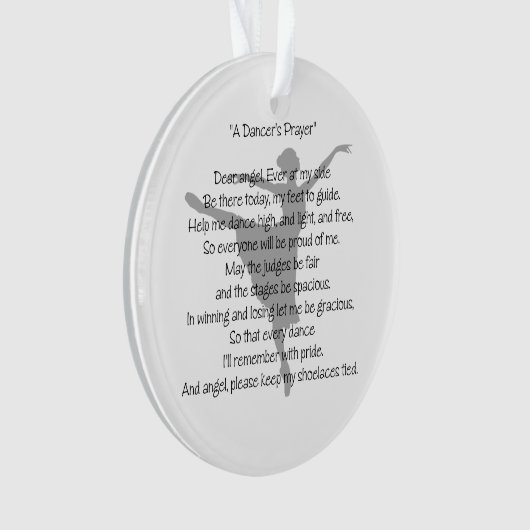 ダンサーの祈りの言葉のダンス オーナメント (正面)