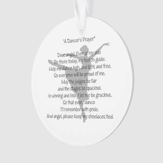 ダンサーの祈りの言葉のダンス オーナメント (正面)
