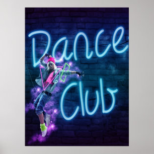 ダンサーのBlacklightポスターが付いているダンスクラブのネオンサイン ポスター