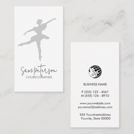 ダンサーイはっきりしたコンダンスビジネスカード 名刺 (正面/裏面)