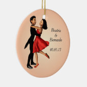 ダンサーエレガント：赤いシルクドレパーソナライズされたス セラミックオーナメント (右)