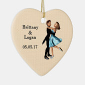 ダンサーエレガント:青いシルクドレス(パーソナライズされた) セラミックオーナメント (右)