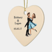 ダンサーエレガント:青いシルクドレス(パーソナライズされた) セラミックオーナメント (左)