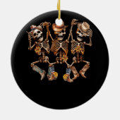 ダンサーカウボーイスケルトン女性のカーボーイ踊りボーンブーツ セラミックオーナメント (裏面)