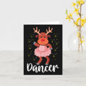 ダンサークリスマス踊りトナカイかわいいディアダンサー カード (黄色い花)