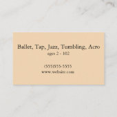 ダンサーシルエット、ビーチアットサンセットダンススタジオ 名刺 (裏面)