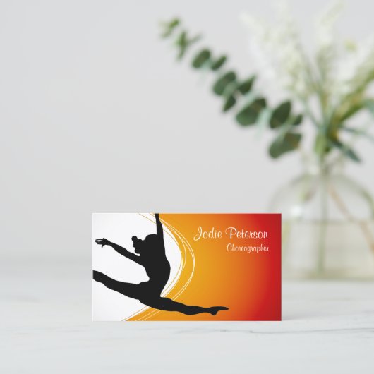 ダンサージェットリープシルエットオレンジ名刺 名刺 (スタンド正面)