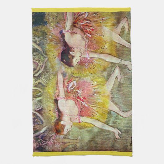 ダンサーズが曲がり下がるエドガー・デガ、バレエ・アート キッチンタオル (縦)