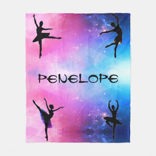 ダンサーズピンク&ブルー抽象芸術バレリーナブランケット フリースブランケット (正面)