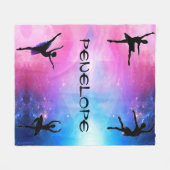 ダンサーズピンク&ブルー抽象芸術バレリーナブランケット フリースブランケット (正面(横))