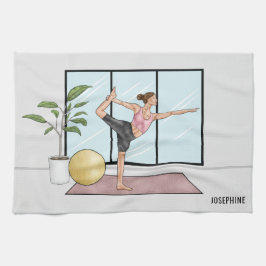 ダンサーズポーズヨガナタラジャサナパーソナライズされた名 キッチンタオル