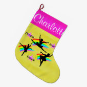 ダンサードリームズクパーソナライズされたリスマスストッキング ラージクリスマスストッキング (正面 (吊り時))