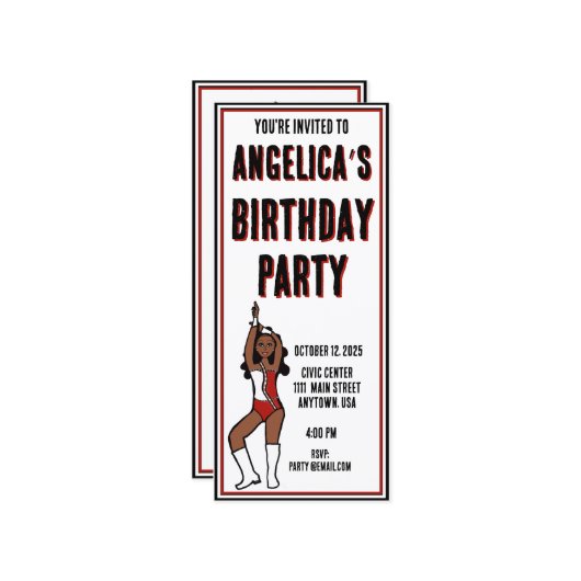 ダンサーパーティの招待状赤白#1 (正面/裏面インサイチュ)