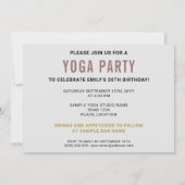 ダンサーポーズフィットネスウーマンヨガバースデーパーティー 招待状 (裏面)