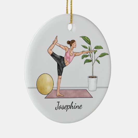 ダンサーポーズヨガナタラジャサナウィズ名前をカスタムする セラミックオーナメント (右)