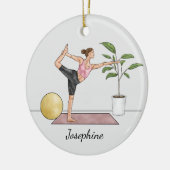ダンサーポーズヨガナタラジャサナウィズ名前をカスタムする セラミックオーナメント (左)