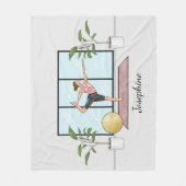 ダンサーポーズヨガナタラジャサナウィズ名前をカスタムする フリースブランケット (正面)