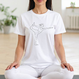 ダンサーポーズ ヨガ 女性 ミニマリスト 黒線アート トライブレンドＴシャツ