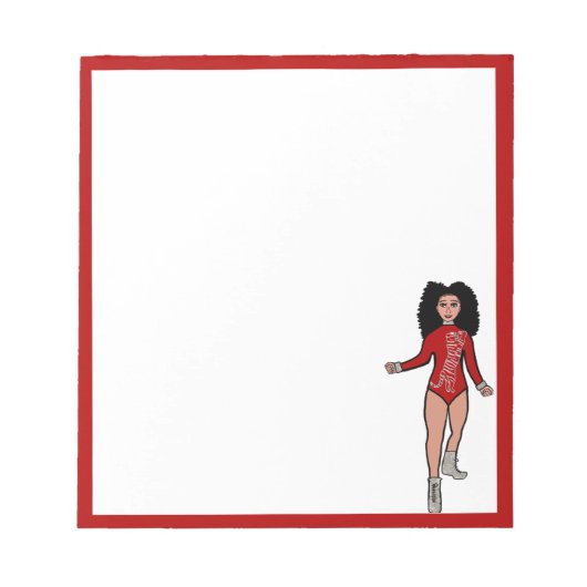 ダンサーメモ帳レッド/シルバーB ノートパッド (正面)