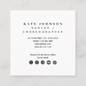 ダンサー振付家の写真QRコードソーシャルメディア スクエア名刺 (裏面)